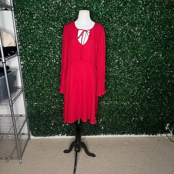 NWOT Sam Edelman Women’s Red V-Neck Bell Sleeve Mini Dress - Sz 14 - Picture 6 of 8